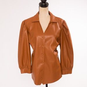 Faux leather shirt cognac brown vegan leather shirt 18/20W Cato
